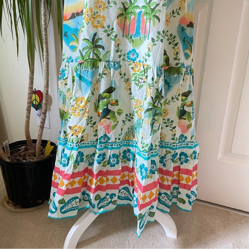Farm Rio x Anthropologie Printed Maxi Dress XS NWT Blue Motif - Picture 12 of 16